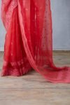 Red Organza Silk Saree-vasv01a
