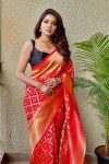 Red Pure Silk Saree-VV111b