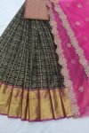 Intricating Black Half saree sets in Kanjiveram Silk -JH100b