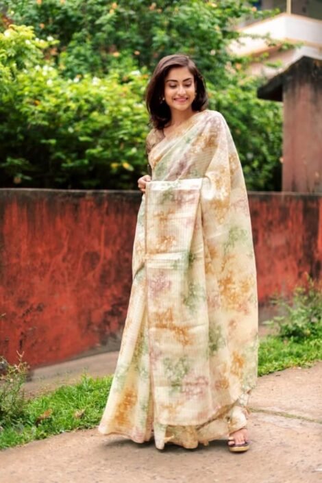Dazzy Orgenza silk saree with tie and dye printing-ISHA02da