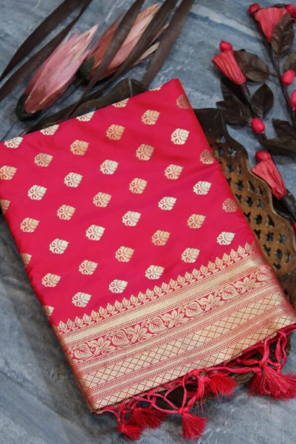 Pink Soft katan silk saree with pure zari Weaves-isha03c