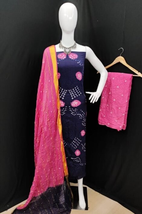 Premium Cotton Self Colour Bandhani Dress Material-kt05a