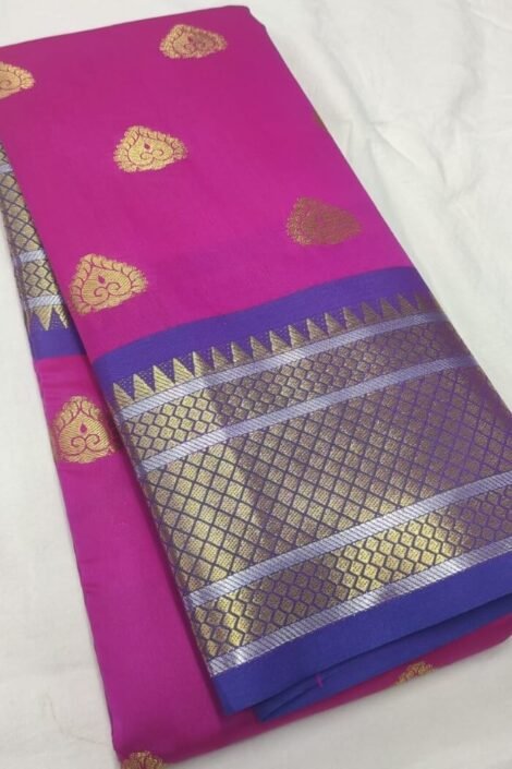 Wine Lichi silk saree with zari motifs enclosed-tt06f
