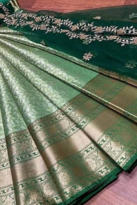 Green Kanjiveram Silk Zari half saree with blouse-rads02fa
