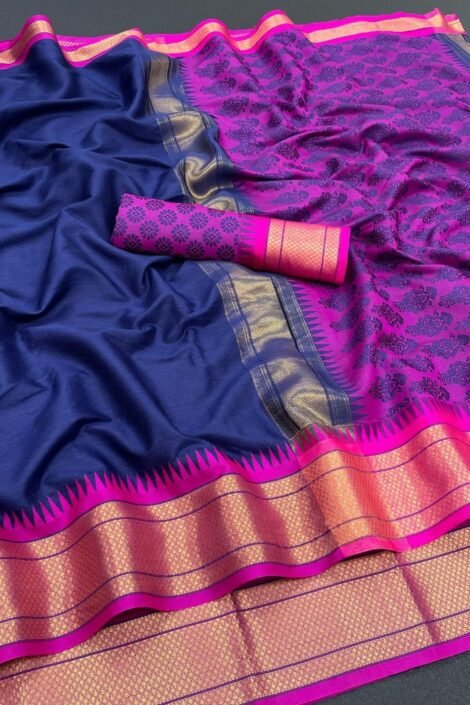 Blue Soft khann gold weaving Rich Pallu-OFF05D