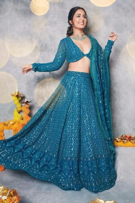 Hina khan Bollywood Style Semi Stitched Lehenga Choli-RTC02a