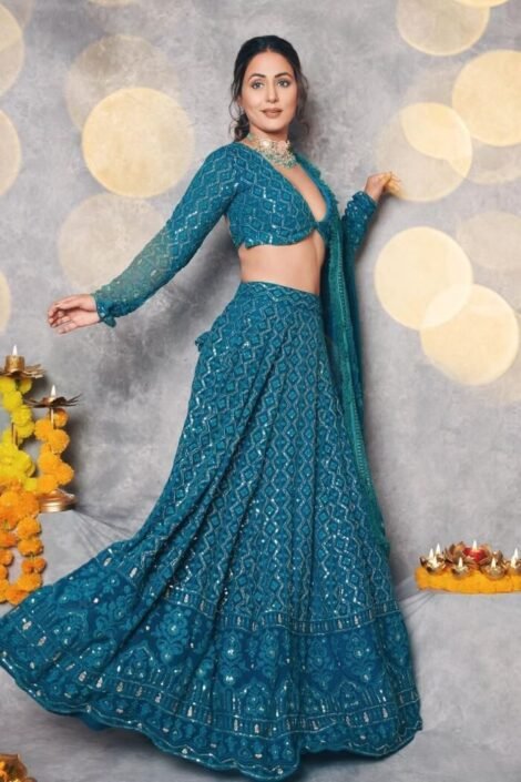 Hina khan Bollywood Style Semi Stitched Lehenga Choli-RTC02b