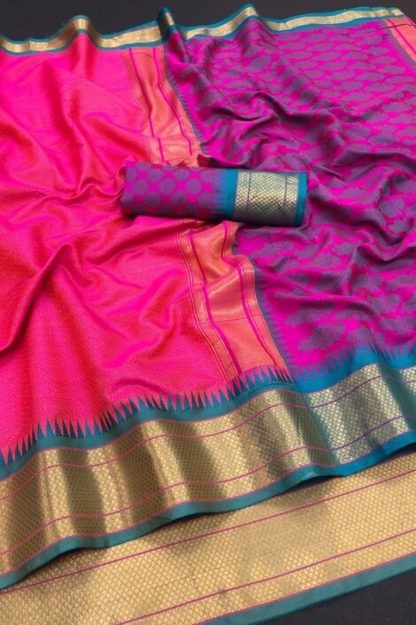 Pink Soft khann gold weaving Rich Pallu-OFF05C