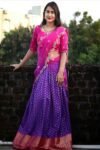 Violet Kanjivaram Butti work silk half saree-PVRC05A