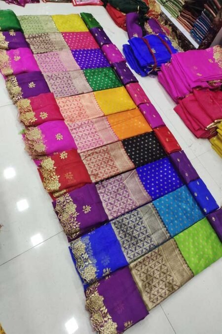 Violet Kanjivaram Butti work silk half saree-PVRC05AC