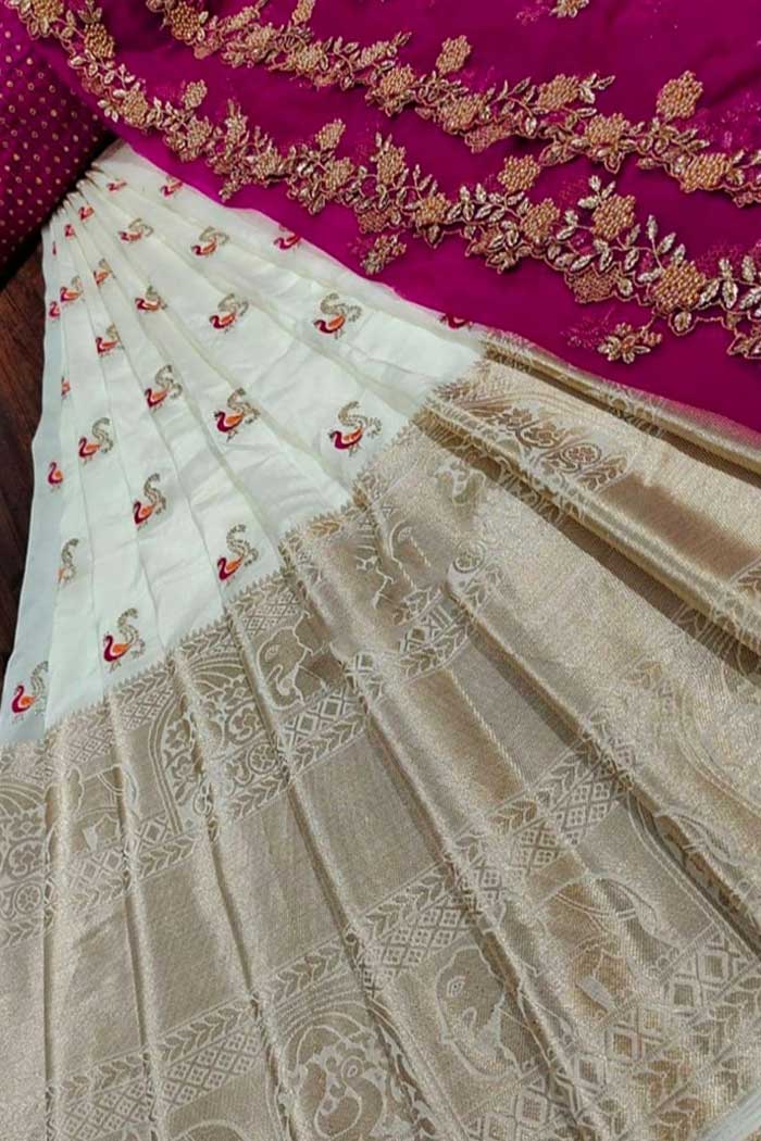white half saree designs