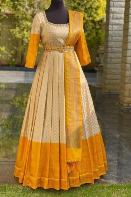 Banarasi Silk Ready Made Weaving Gown Dupatta-PVRC10d