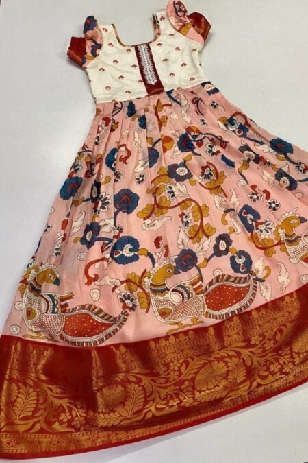 Kalamkari Design Long Gown For Girls-PVRC11ca