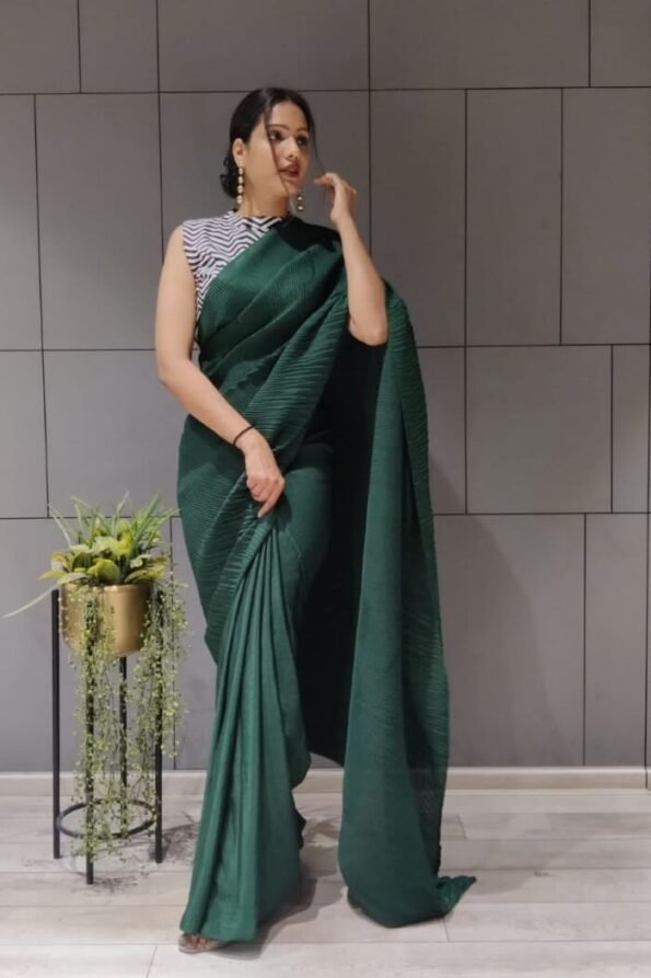 Crush Pleated Chinon Saree-PHF06ba