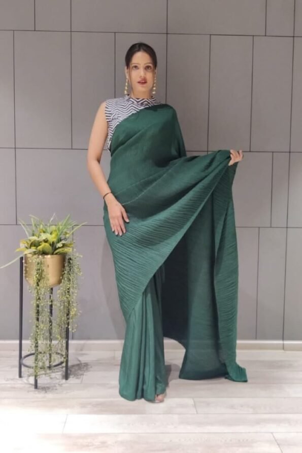 Crush Pleated Chinon Saree-PHF06bc