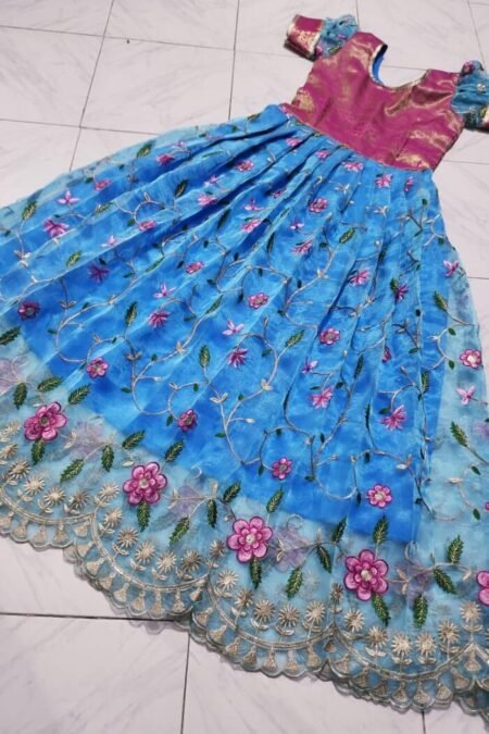 Girl Traditional Embroidery Long Gown-PVRC13ba
