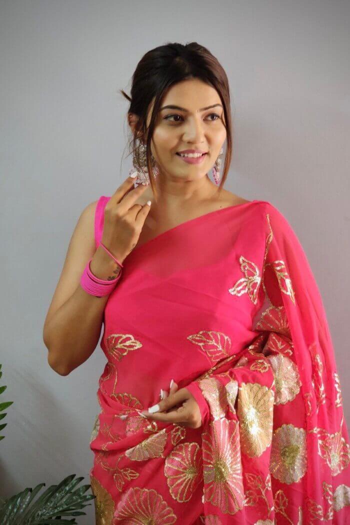 Pink Party Wear Saree For Unmarried Girl Designerkloth