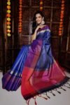 Khadi Cotton Silk Saree With Royal Tussels-Adi03d