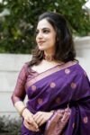 Violet Banarasi Silk Saree in Copper Zari Weaving-ALNX02g