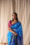 latest ikat pattu sarees in Blue-Ras09da