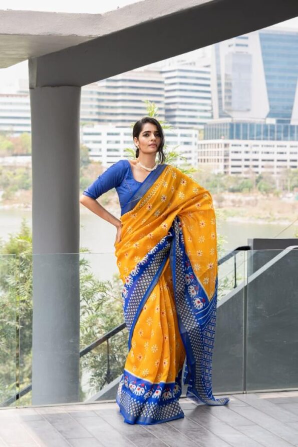 ikkat pattu sarees with kanchi border-RAS09ae