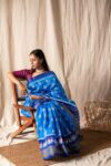 latest ikat pattu sarees in Blue-Ras09da