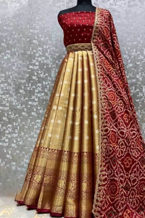 Gold Color Wedding Lehenga Set | Indian bridal outfits, Bridal lehenga,  Indian bridal