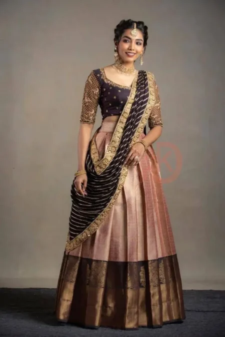 Half Saree Peach-VTZ06a