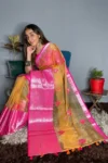 organza sarees with thread work-IE112b