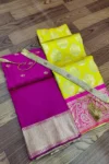 yellow and pink half saree-PVRG27a