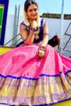 pink and blue combination half sarees-PVRG22a
