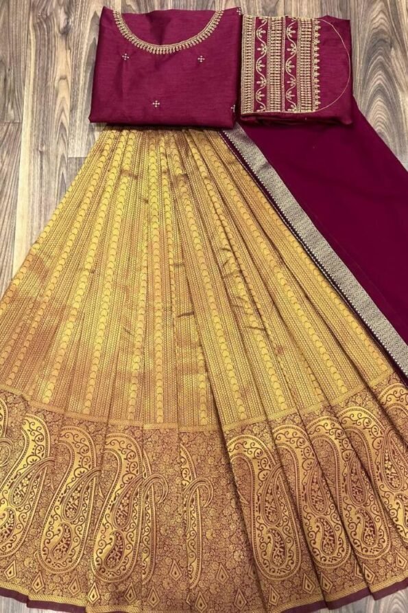 half saree traditional gold colour-VTZ07C
