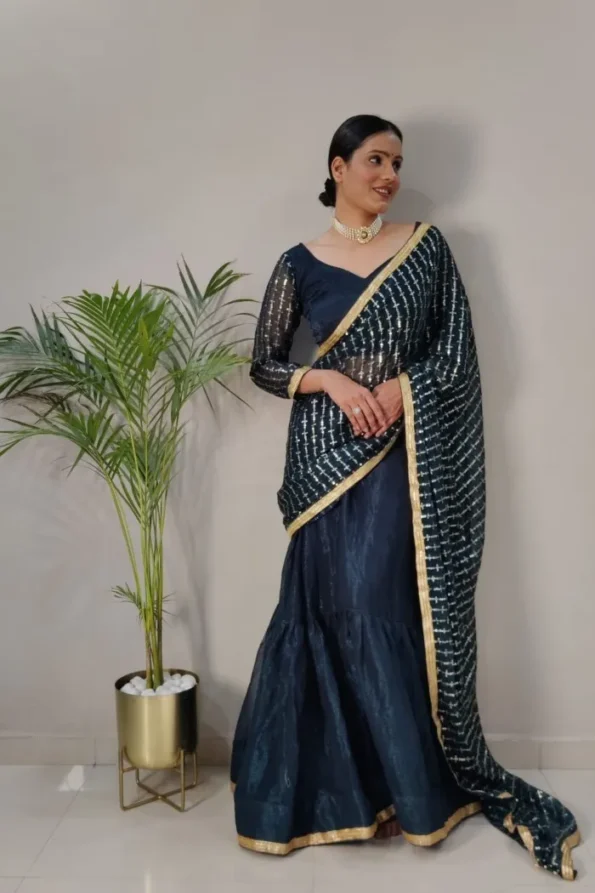 modern lehenga saree design-hr01d