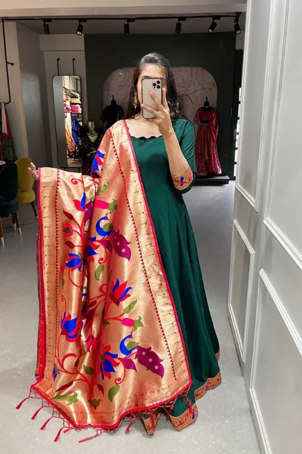 plain long gown with dupatta-YNF5322