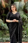 Black Heavy georgette sequence embroidery saree (2)