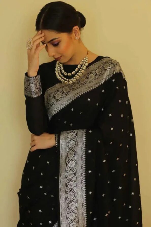 Black banarasi silk saree (1)