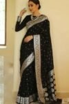 Black banarasi silk saree (2)