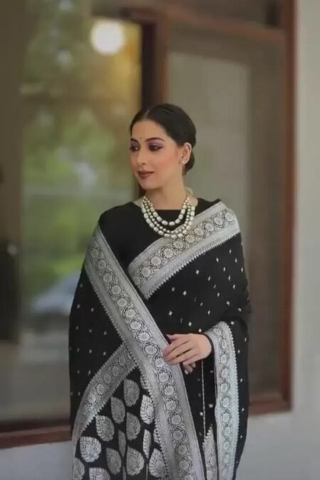 Black banarasi silk saree (4)