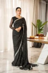 Black heavy georgette sequance embroidery saree (3)