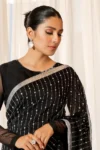 Black heavy georgette sequance embroidery saree (3)