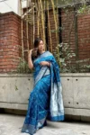 Blue banarasi soft silk saree (2)