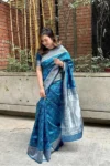 Blue banarasi soft silk saree (2)