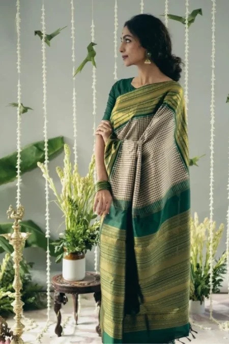 Green banarasi silk saree (1)