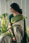 Green banarasi silk saree (1)