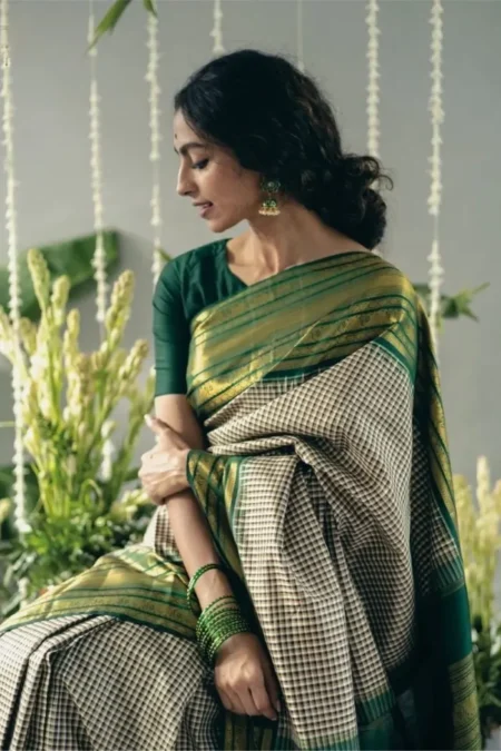 Green banarasi silk saree (3)