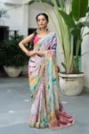 Heavy soft chinon with beautiful print saree (2)