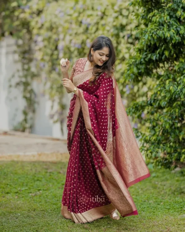 Maroon BanarasiI soft silk saree (3)