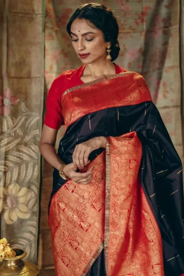 Navyblue banarasi soft silk saree (1)