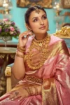 Pink banarasi soft silk saree (2)