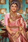 Pink banarasi soft silk saree (2)